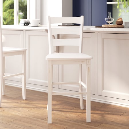 Flash Furniture Antique White Wash Solid Wood Bar Stools, 2PK ES-STBN5-29-WH-2-GG